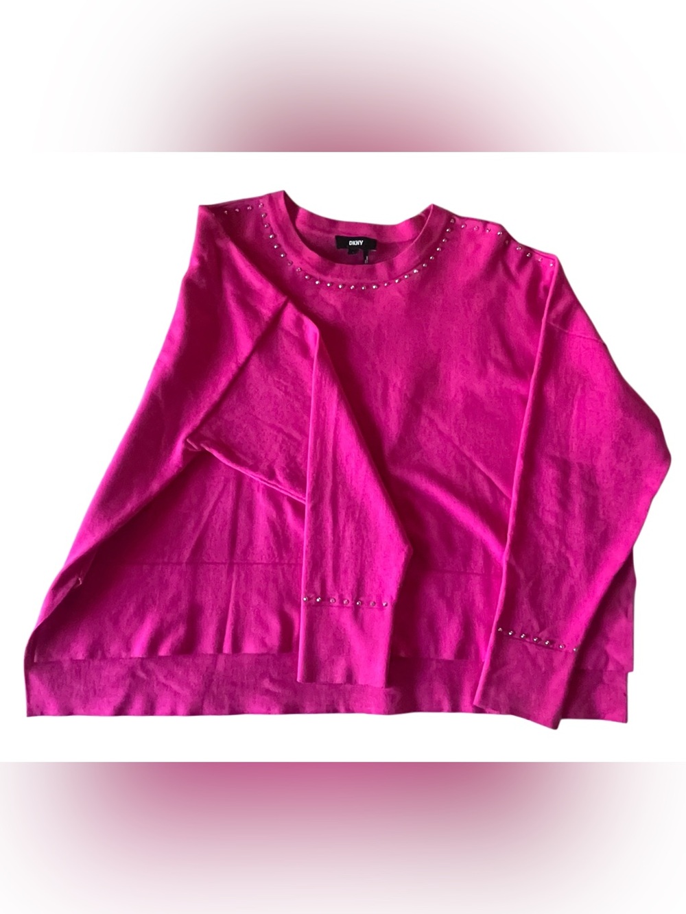 DKNY womens Studded Sweater, l, Pink - Picture 5 of 11